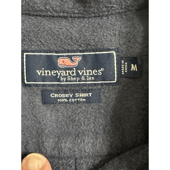 Vineyard Vines Crosby Shirt Men's Medium Blue 100% Cotton Flannel Elbow Patch - Picture 8 of 15